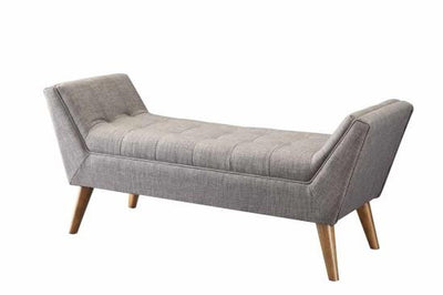 Peony Mid-Century Modern Grey Upholstered Accent Bench
