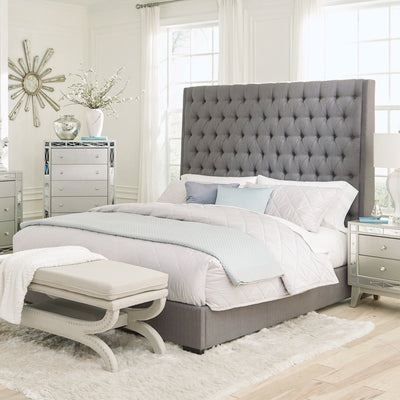 Camille Upholstered Bed In Grey