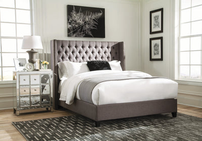 Benicia Upholstered Bed in Grey