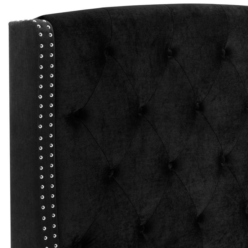 Eva Upholstered Bed in Black Velvet