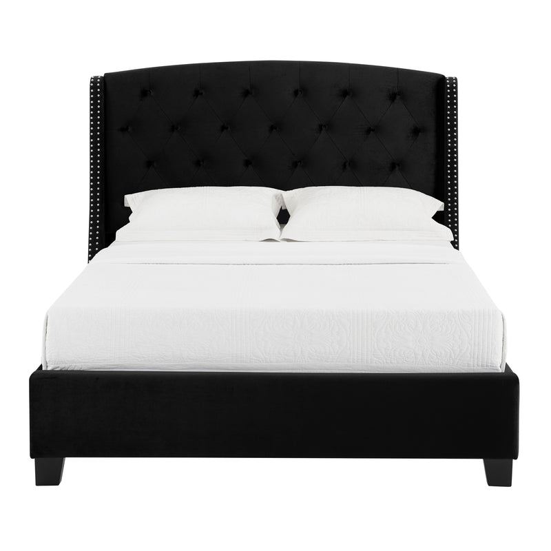 Eva Upholstered Bed in Black Velvet