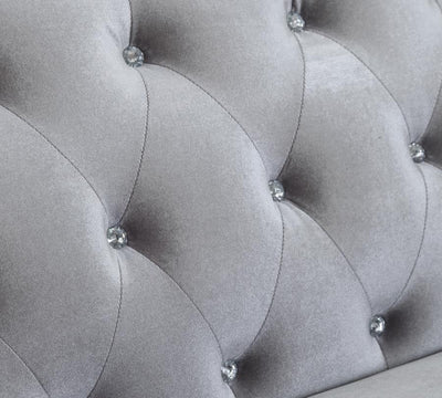 Fostine Button Tufted Sofa Silver