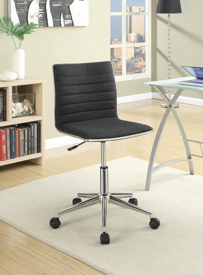 Quarry Sleek Black Office Chair with Chrome Base