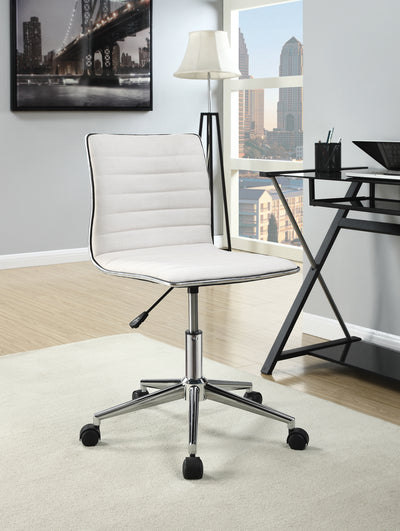 Quarry Sleek White Office Chair with Chrome Base