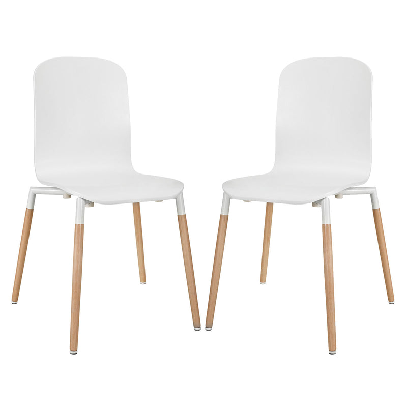 Stack Dining Chairs Wood Set of 2