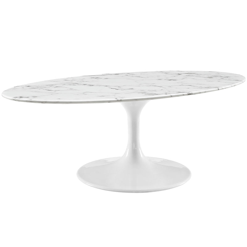 Lippa 48" Oval-Shaped Artificial Marble Coffee Table