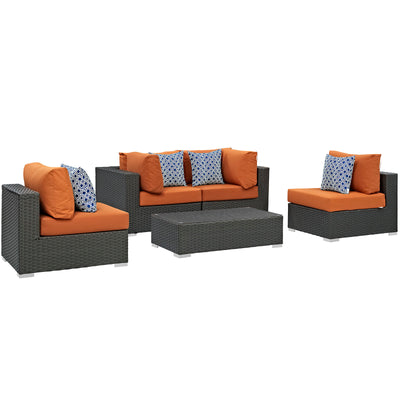 Sojourn 5 Piece Outdoor Patio Sunbrella¬Æ Sectional Set