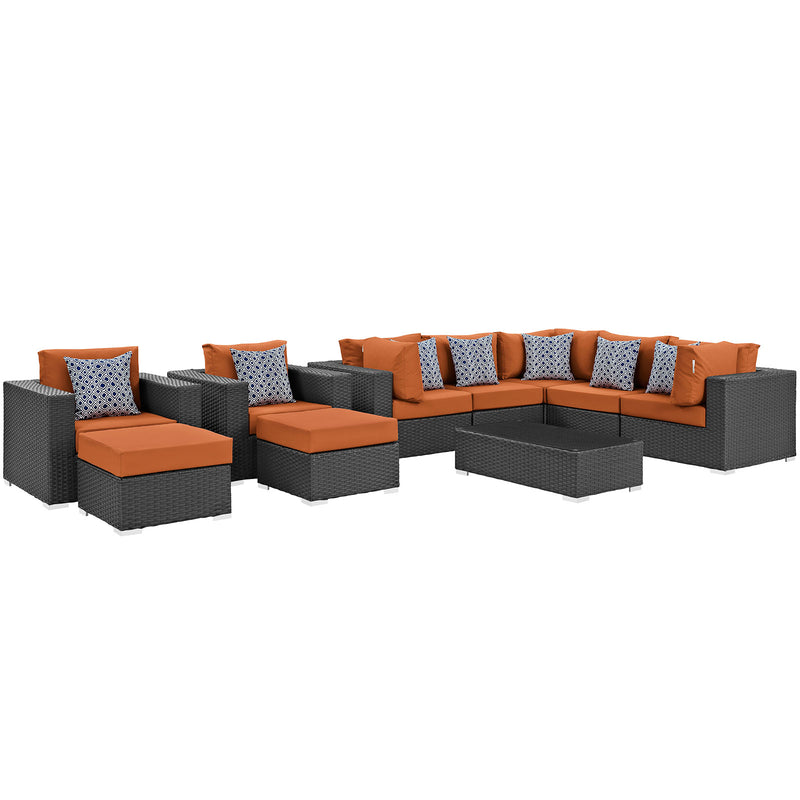 Sojourn 10 Piece Outdoor Patio Sunbrella¬Æ Sectional Set