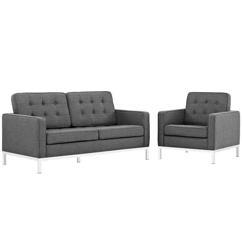 Loft Living Room Set Upholstered Fabric Set of 2