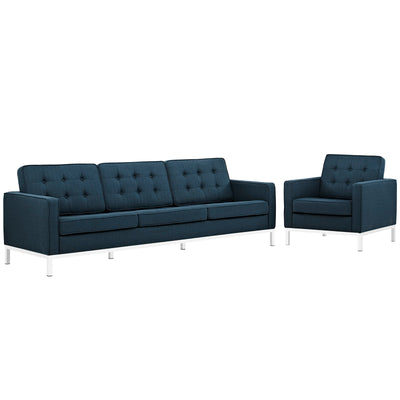 Loft 2 Piece Upholstered Fabric Sofa and Armchair Set
