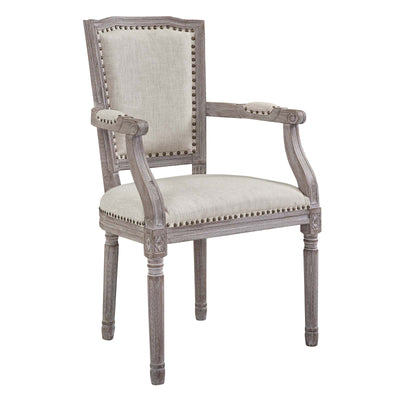 Penchant Vintage French Upholstered Fabric Dining Armchair