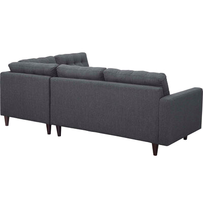 Empress 2 Piece Upholstered Fabric Right Facing Bumper Sectional