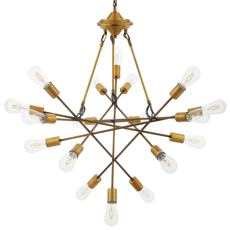 Request Antique Brass 18 Light Mid-Century Pendant Chandelier