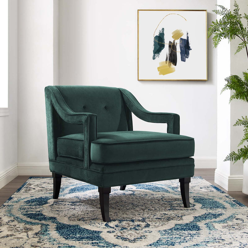 Concur Button Tufted Performance Velvet Armchair