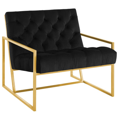 Bequest Gold Stainless Steel Performance Velvet Accent Chair