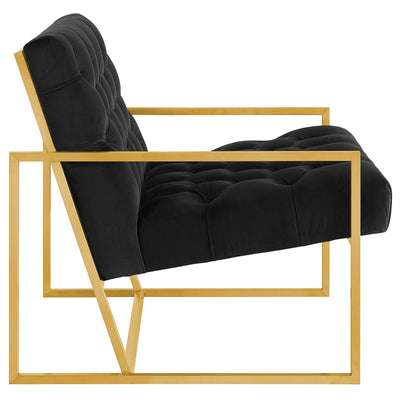 Bequest Gold Stainless Steel Performance Velvet Accent Chair