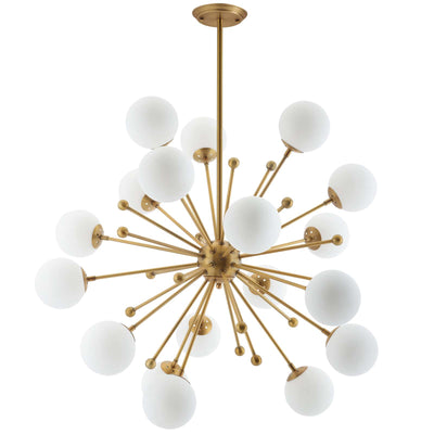 Constellation White Glass and Brass Pendant Chandelier
