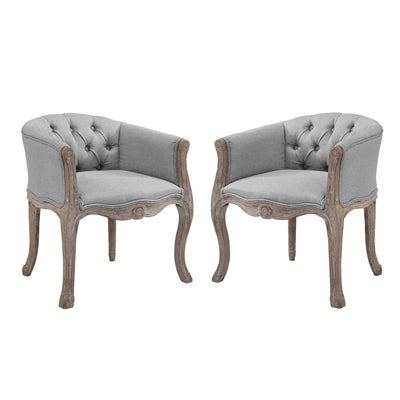 Crown Vintage French Upholstered Fabric Dining Armchair Set of 2