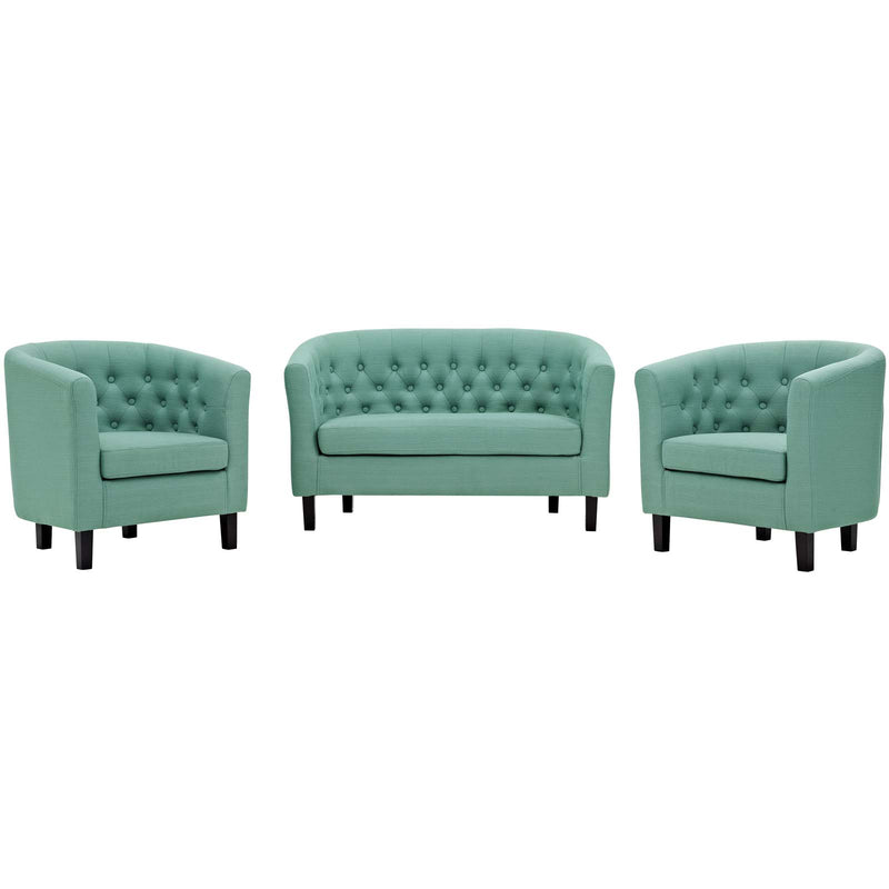 Prospect 3 Piece Upholstered Fabric Loveseat and Armchair Set