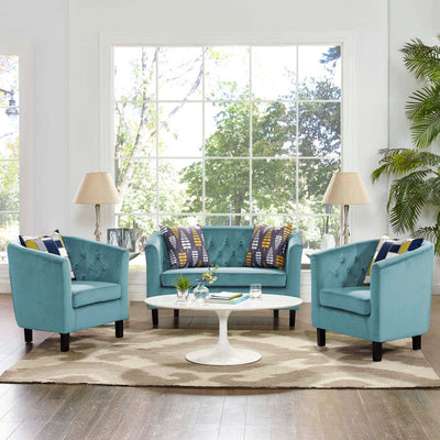 Prospect 3 Piece Performance Velvet Loveseat and Armchair Set