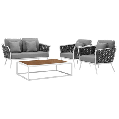 Stance 4 Piece Outdoor Patio Aluminum Sectional Sofa Set