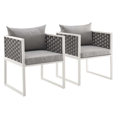 Stance Dining Armchair Outdoor Patio Aluminum Set of 2