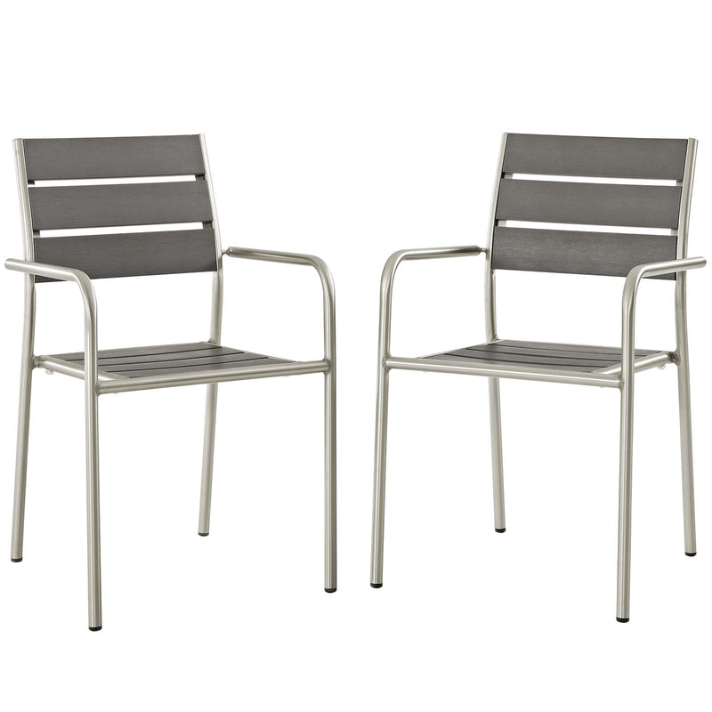 Shore Outdoor Patio Aluminum Dining Rounded Armchair Set of 2