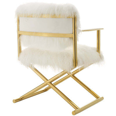 Action Pure White Cashmere Accent Director's Chair