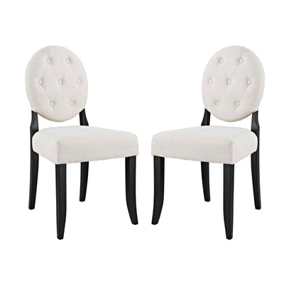 Button Dining Side Chair Upholstered Fabric Set of 2