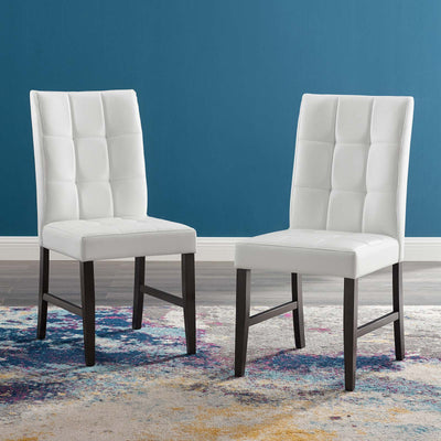 Promulgate Biscuit Tufted Upholstered Faux Leather Dining Side Chair Set of 2