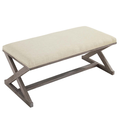 Province Vintage French X-Brace Upholstered Fabric Bench