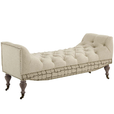 Roland Vintage French Upholstered Fabric Bench