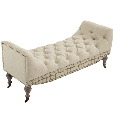 Roland Vintage French Upholstered Fabric Bench