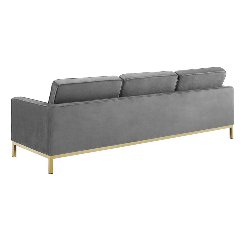 Loft Gold Stainless Steel Leg Performance Velvet Sofa