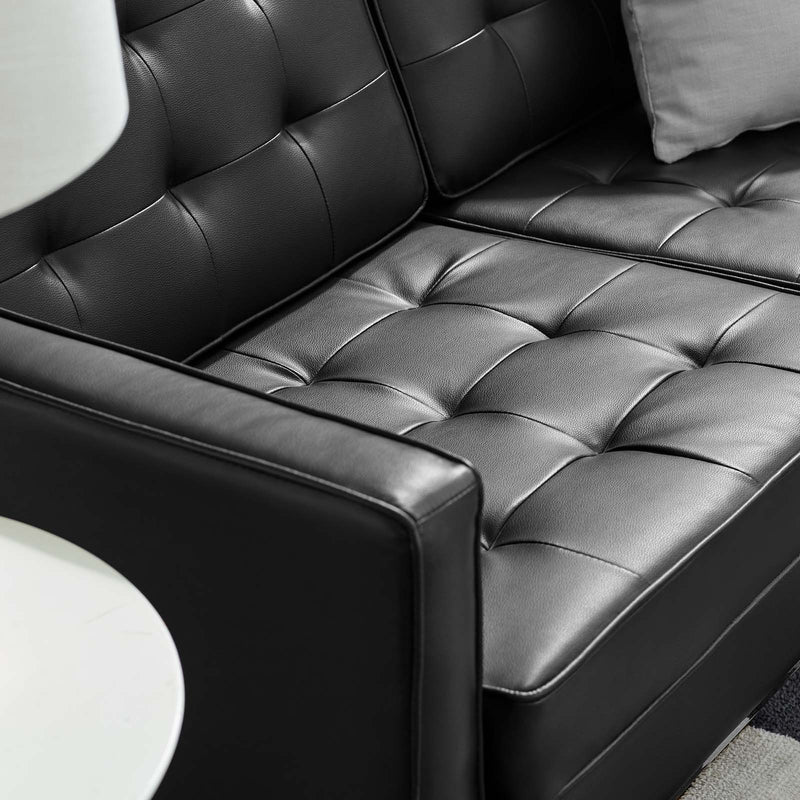 Loft Tufted Upholstered Faux Leather Loveseat
