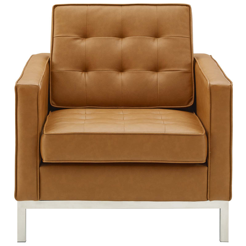 Loft Tufted Upholstered Faux Leather Armchair
