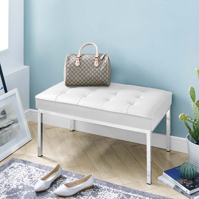 Loft Tufted Medium Upholstered Faux Leather Bench