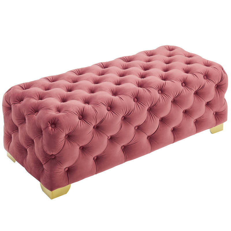 Sensible Button Tufted Performance Velvet Bench