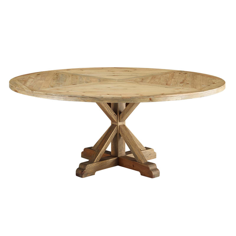 Stitch 71" Round Pine Wood Dining Table