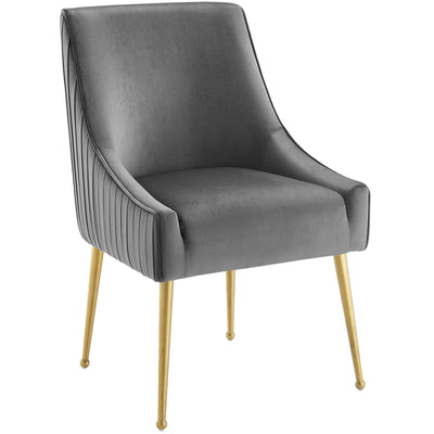 Open Box - Discern Pleated Back Upholstered Performance Velvet Dining Chair in Grey