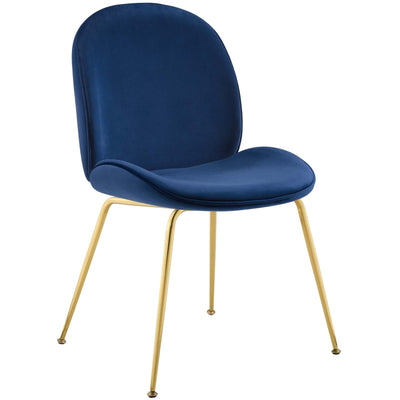 Scoop Gold Stainless Steel Leg Performance Velvet Dining Chair