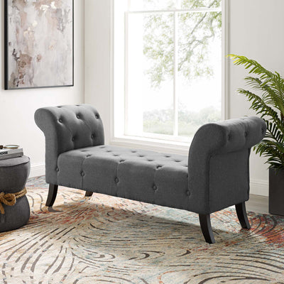 Evince Button Tufted Accent Upholstered Fabric Bench