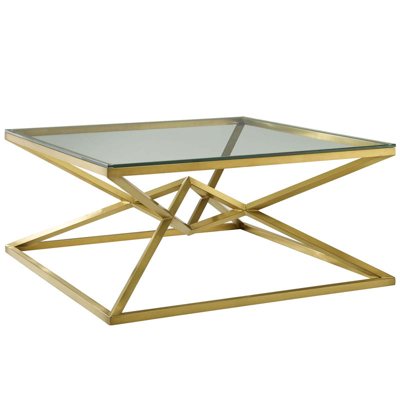 Point 39.5" Brushed Gold Metal Stainless Steel Coffee Table