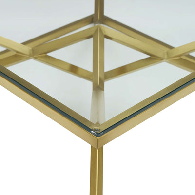 Point 39.5" Brushed Gold Metal Stainless Steel Coffee Table