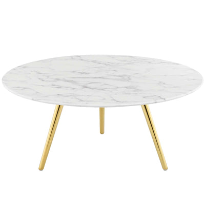 Lippa 36" Round Artificial Marble Coffee Table with Tripod Base