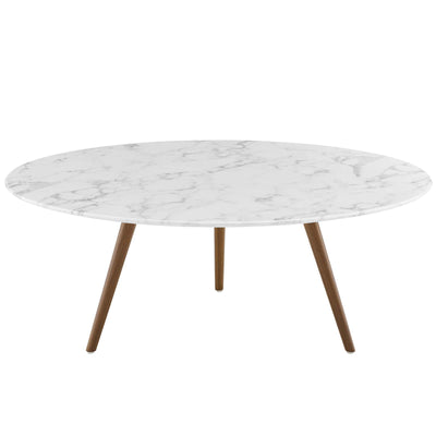 Lippa 40" Round Artificial Marble Coffee Table with Tripod Base