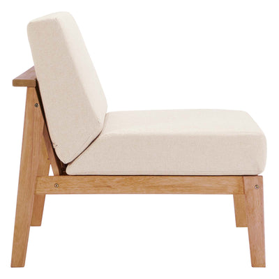 Sedona Outdoor Patio Eucalyptus Wood Sectional Sofa Armless Chair