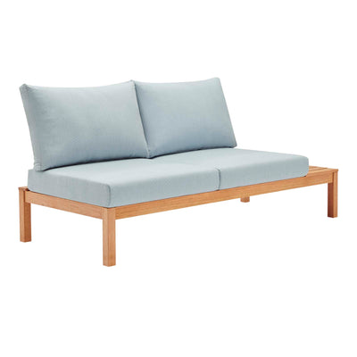 Freeport Karri Wood Outdoor Patio Loveseat with Left-Facing Side End Table