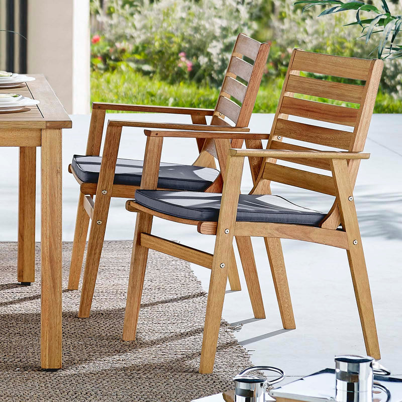 Syracuse Outdoor Patio Eucalyptus Wood Dining Chair Set of 2