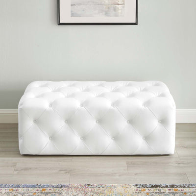 Amour Tufted Button Entryway Faux Leather Bench